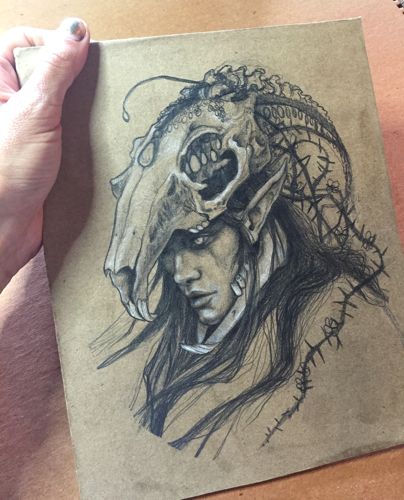 Pencil Drawing on Brown Paper Every Day Original